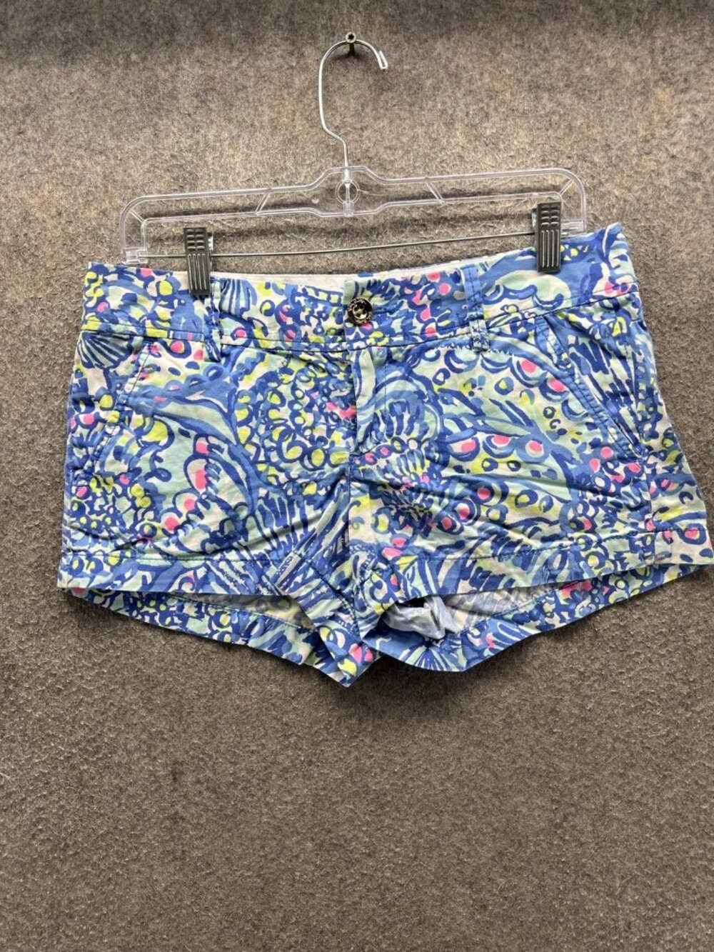 Lily Pulitzer Short Women 4 Blue Floral Print Chino Walsh 3 Inseam Casual Summer